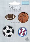 Iron or Sew On Motif Trimits Patch 4 Sports Balls Football Baseball CFM2018 New
