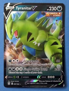 POKÉMON TCG ESTILOS DE BATALLA GOLPE ÚNICO ARTE COMPLETO ULTRA RARO TYRANITAR V 097/163 - Imagen 1 de 2