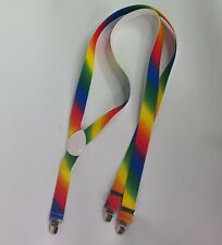 Kids Rainbow Suspenders 90cm Unstretched Pants Holder Clip Elastic Braces 2.5cm 