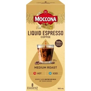Moccona Liquid Espresso Coffee Medium Roast Sachets 8 Pack - Picture 1 of 5