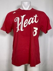 Dwyane Wade #3 Miami Heat NBA Adidas Red Christmas Day T-Shirt Men's LARGE - Picture 1 of 11