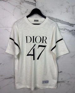 T-shirt Dior 47 logo maglietta oversize cotone manica corta bianca taglia M - Foto 1 di 24