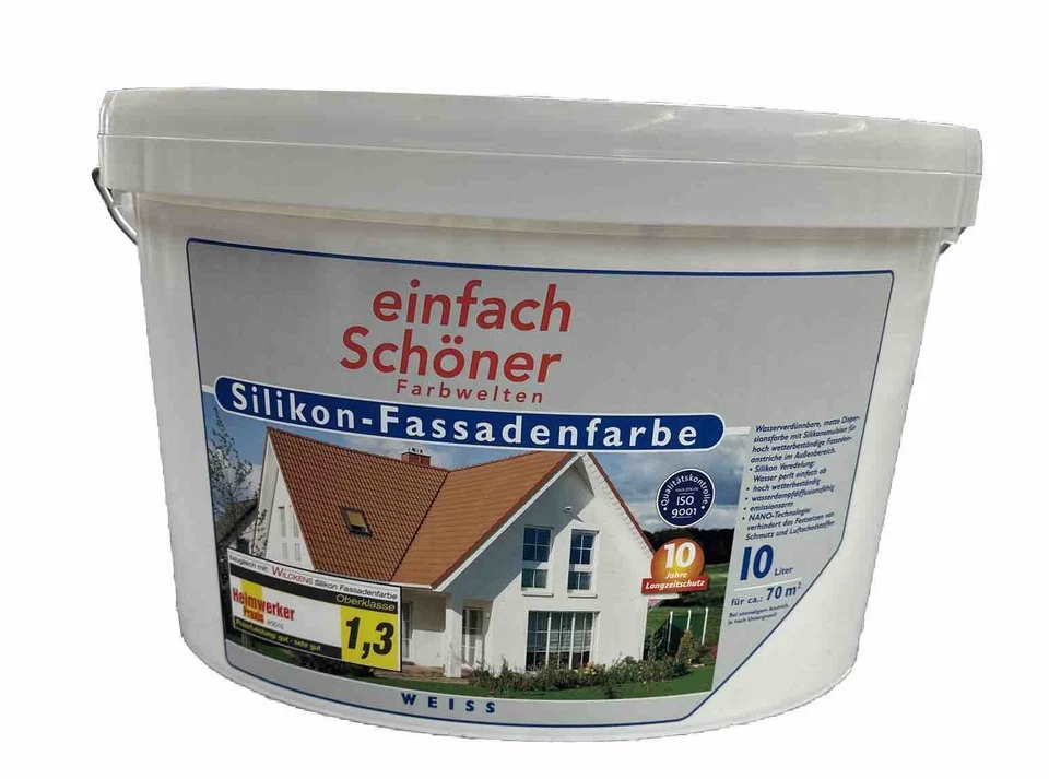 (4,95€/L) einfach Schöner Silikon-Fassadenfarbe weiß 10L - Bild 1 von 1