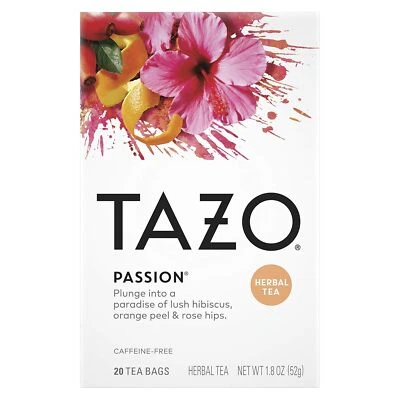 TAZO Passion Herbal Tea Bags, Iced or Hot, Caffeine-Free, 20 Total Tea Bags - Image 1 of 4