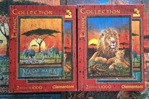 2x 1000 Teile Puzzle Masai Mara Afrika Tiere Elefant Zebra Löwe Clementoni Tiere - Bild 1 von 4