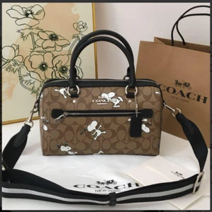 Coach x Peanuts Snoopy Rowan Satchel Bag Hand Boston Tote C4118 OUtlet New - Picture 1 of 9