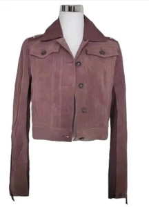 BCBG Maxazria Women's Jacket Cropped Burgundy Suede NWT Size Small 4 - Picture 1 of 10