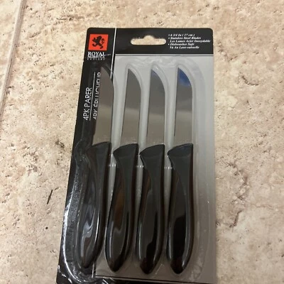 Paquete de 4 cuchillos de pelar Royal Norfolk hoja de acero inoxidable 4 negros Foto 1 de 3