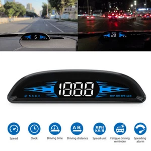 Universal HUD GPS Gauge Head Up Car HD Digital Display Speedometer RPM LED Alarm - Picture 1 of 10