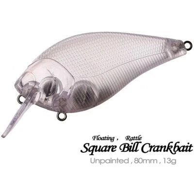 20PCS 8cm 13g  Square Bill Crankbait Unpainted Bait Blank Fishing Lure model - Image 1 of 4