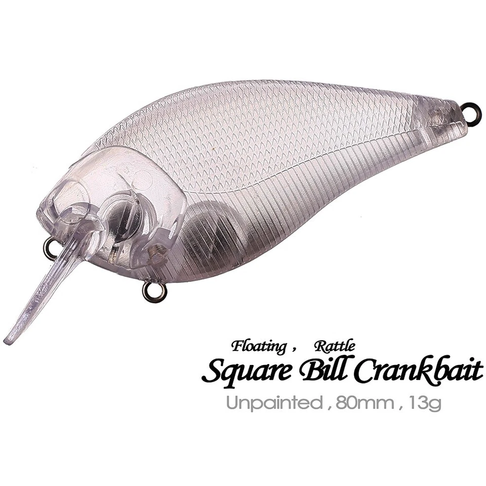 20PCS 8cm 13g  Square Bill Crankbait Unpainted Bait Blank Fishing Lure model - Image 1 of 4