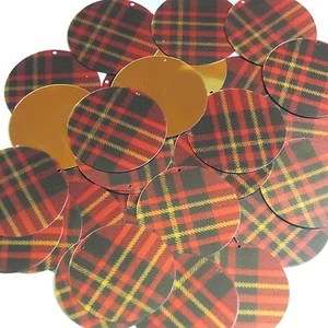 Lentejuelas Redondas 1.5" Tartán Royal Stewart Rojo Dorado Metálico - Imagen 1 de 2