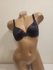 Vassarette 75-138 Black Shiny Satin Second Skin Underwire Bra 34C - Picture 1 of 5