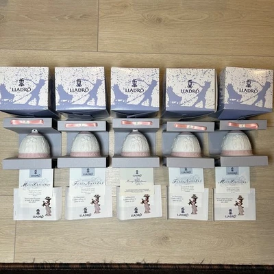 Lote de 5 campanas de Feliz Navidad rosa porcelana vintage LLADRO 1996 # 1627 Foto 1 de 4