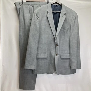 J Crew Mens Lt Gray Voyager Thompson Slim Fit 2 Piece 100% Wool 38x32 Suit 46R - Picture 1 of 17
