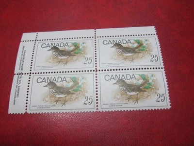 CANADA UNITRADE# 498 25c BIRDS UL INSCRIPTION BLOCK MNH - Image 1 of 2