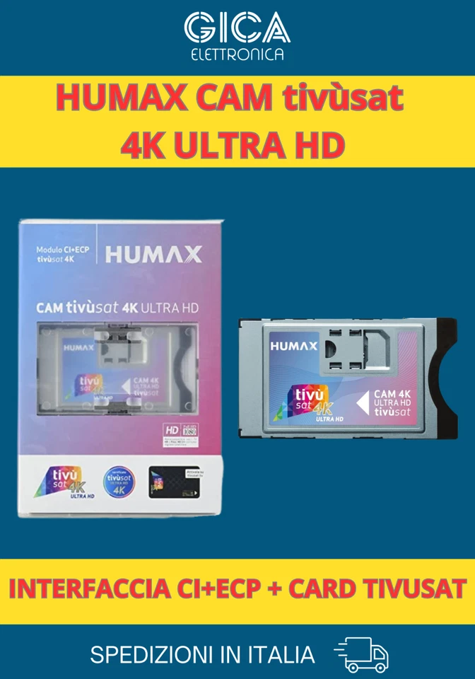 HUMAX CAM tivùsat 4K ULTRA HD  CON INTERFACCIA CI+ECP + CARD TIVUSAT 4K ULTRA HD - Immagine 1 di 1