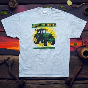 Vintage 90's John Deere Waterloo Iowa T-shirt Gray XL Hanes Beefy - Picture 1 of 7