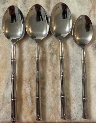 Bamboo Stainless by Hampton Silversmiths Bamboo Sections, Glossy 4pc spoons Foto 1 de 4