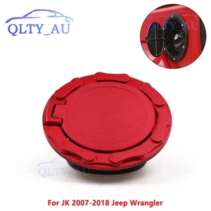Gas Cap Fuel Filler Door Cover for JK 2007-2018 Jeep Wrangler Aluminum Red - Picture 1 of 15