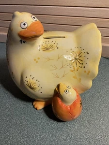 Fitz And Floyd Scratch Hen And Hatching Baby Chick Coin Bank - Picture 1 of 6
