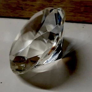 Crystal Diamond Paperweight 3” Clear Glass Gem Cut Decor Office Gift Display - Picture 1 of 5