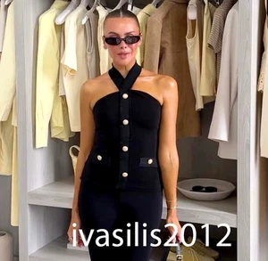 ZARA NUEVO MUJER FW25 NUEVO CON ETIQUETAS HALTER ELÁSTICO CONTORNO TOP NEGRO S,M,L 5584/130/800 - Imagen 1 de 2