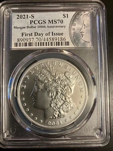 2021-S First Day of Issue Perfect MS70  Morgan Dollar PCGS 44589186 - Picture 1 of 2