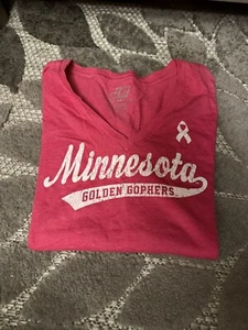 Neu ohne Etikett - Minnesota Golden Gophers rosa Brustkrebs Bewusstsein V-Ausschnitt Größe L - Bild 1 von 4