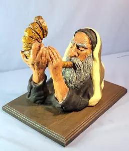 Escultura de Rabí Soplando Un Shofar RARA 1970 B. ROZNER Edición Limitada Arte Judaico - Imagen 1 de 9