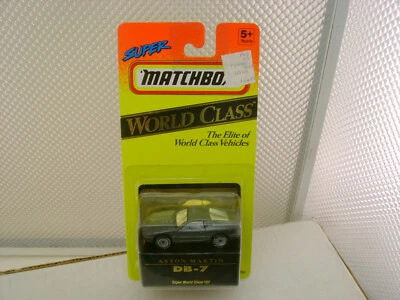 1993 MATCHBOX SUPERFAST WORLD CLASS GRAY ASTON MARTIN DB-7 NEW ON CARD - Image 1 of 3