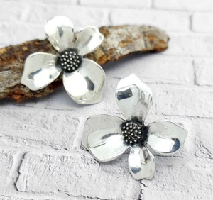 Hübsche große Blume Sterling Silber 9255 Ohrhänger Ohrhänger Boho Schmuck Unikat - Bild 1 von 4