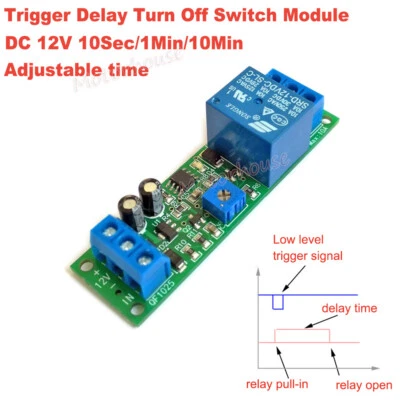 DC 12V Signal Trigger Relay Time Timing Switch Delay Turn Off On Timer Module - Image 1 of 4