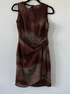 David Warren Brown Animal Print Sleeveless Lined Dress Size 6 - Image 1 of 4