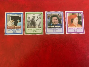 SWAZILAND 1987 MNH QUEEN ELIZABETH 2 60 BIRTHDAY 40TH WEDDING ANNIV OVERPRINT - Picture 1 of 1