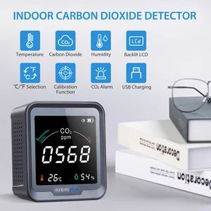CO2 Detector Temp & Humidity Sensor Air quality monitor Large LCD screen ℃/℉ au - Picture 1 of 8