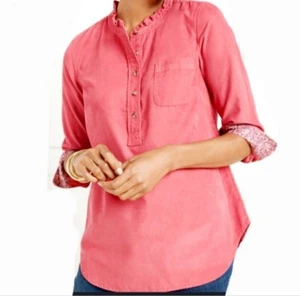 Talbots Petite Dusty Rose Corduroy Pop Over Long Sleeve Top Size Mp Cottagecore  - Picture 1 of 10