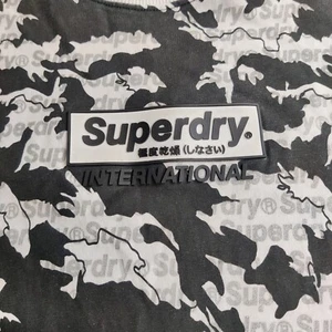 SUPERDRY INTERNATIONAL SHIRT MEN LARGE LOGO BLACK WHITE CAMO JAPAN DESIGNER - Picture 1 of 10