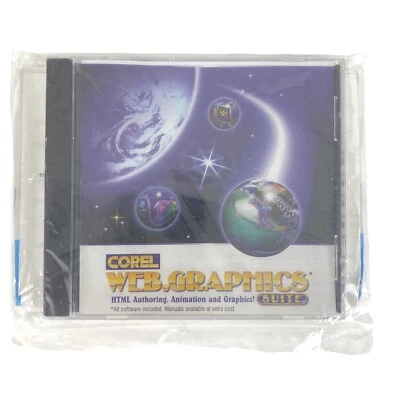 Vintage 1997 Corel Web Graphics 1.0 New Sealed English PC HTML CD Web Design - Image 1 of 4