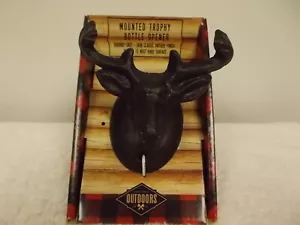 Apribottiglie trofeo in ghisa cervo buck decorazione cabina finitura bronzo nuovo - Foto 1 di 4