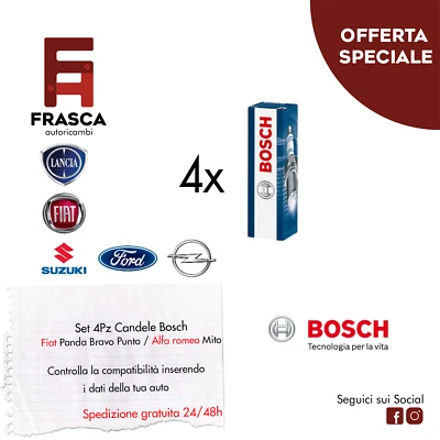 Candela BOSCH Alfa Romeo Mito 1.4 Multiair 105 CV Chevrolet Aveo Kalos 1.2 LPG - Imagen 1 de 2