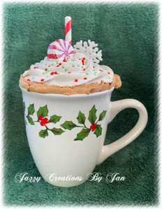 FAUX MUG TOPPER WITH MUG CHRISTMAS FAUX MUG TOPPER COFFEE BAR DECORATION - Picture 1 of 2