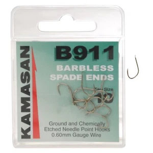 Kamasan Spade Hooks B911 Barbless Wide Gape Swept Point Match Fishing Accessory - Picture 1 of 12
