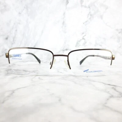 Monturas rectangulares de media montura marrón Safilo Elasta 7152 07S9 55-18-145 Foto 1 de 4