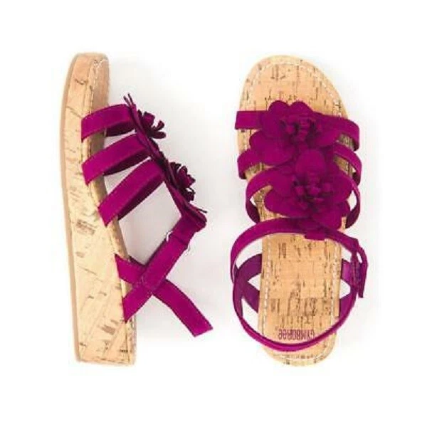GYMBOREE GIRL JUMP INTO SUMMER PURPLE WEDGE FLORET SANDALS SHOES Sz 6 NWOT - Image 1 of 1