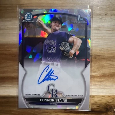 Connor Staine 2023 Bowman Chrome 1st Atomic Refractor /100 Auto #CPA-CSE RC - Image 1 of 3