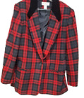 07-Kim Rogers Woman's 14 One Button Plaid Blazer Red & Black with Velvet Collar