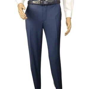 Pantaloni uomo MONO Turchia 100% lana tinta unita davanti vestibilità regolare 2501-24 blu medio - Foto 1 di 12
