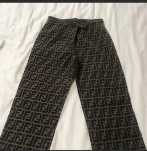 Fendi Zucca Pants  Monogram Print Vintage Authentic Womens Italy 28 S - Picture 1 of 6