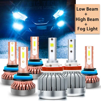 For Nissan Altima 2007-2018 LED Headlight Kit High Low H9 + H11 Fog Light 8000K - Image 1 of 4